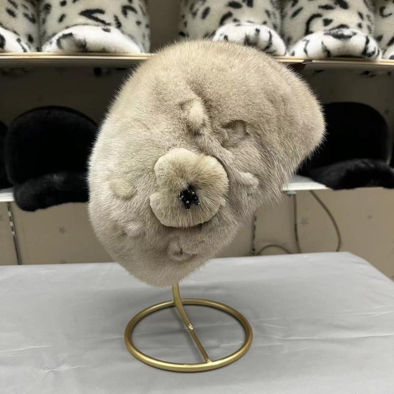 MWfur High Quality Floral Whole Mink Skin Beanies Thick Real Mink Fur Hat for Women Winter Luxury Beret Hat Head Warmer