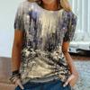 Printed T-shirt Painting Round Neck Women's Short Sleeved Casual T-shirts Vintage Top
