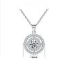New round time diamond plate 925 sterling silver necklace women's niche design European and American fashion pendant collarbone chain