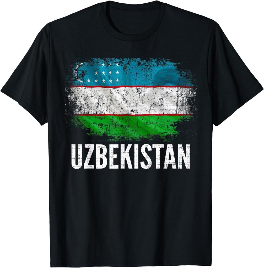 Vintage Uzbekistan Flag For Uzbekistani Gift T-Shirt