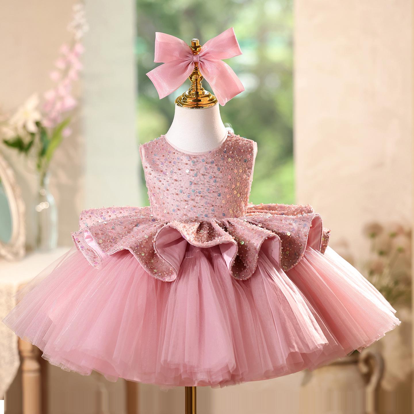 

Child s Puffy Skirt Princess Dress for Weddings & Piano Performances 120 cm розовый