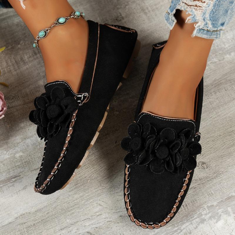 Fashion 2024 New Fashionable Versatile Women's Flat Shoes Comfortable Shallow Slip-ons Flower Decoration Spring and Autumn Zapatos