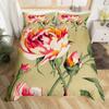Vintage Flower King Full Queen Duvet Cover Retro Pink Floral Comforter Cover Rose Green Leaves Bedding Set Polyester Quilt Cover