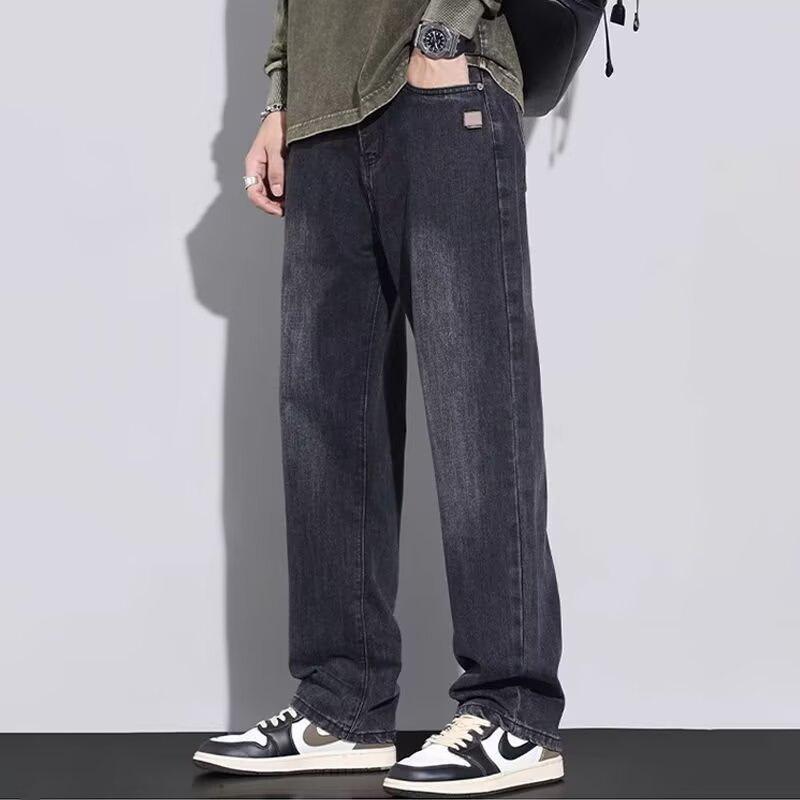 Summer American retro trend straight jeans men's new high and versatile loose and drape casual wide-leg pants