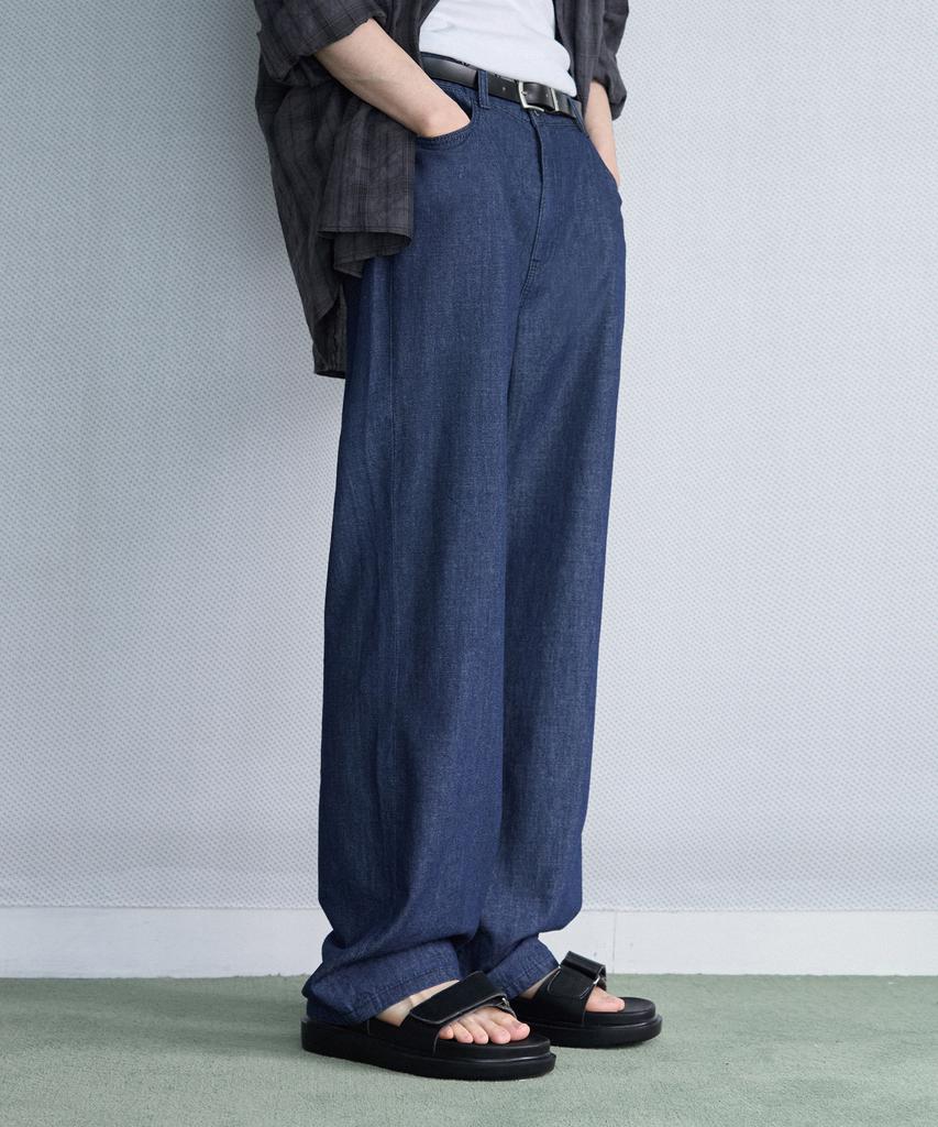 Awodeijeu Cool Linen-Like Semi-Wide Denim [Blue]