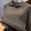 Men's Trendy Korean Cable Knit Collared Polo Sweater – Versatile Autumn/Winter Fashion