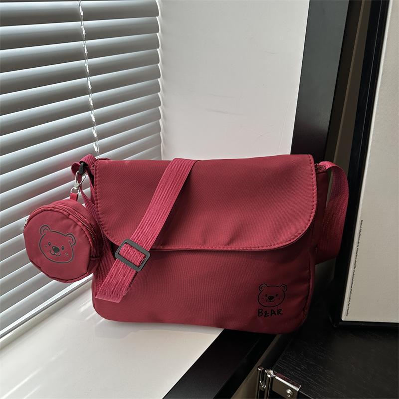 

New Korean style simple casual small satchel college students commuting shoulder bag women s large-capacity messenger bag красный
