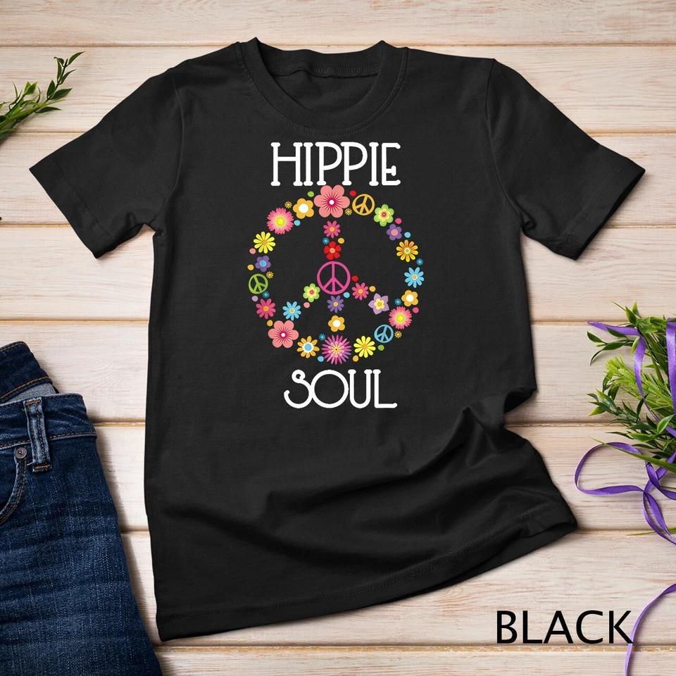 Hippie Soul Flower Power Peace Sign Gypsy Soul 60s 70s Gift Unisex T-shirt 1