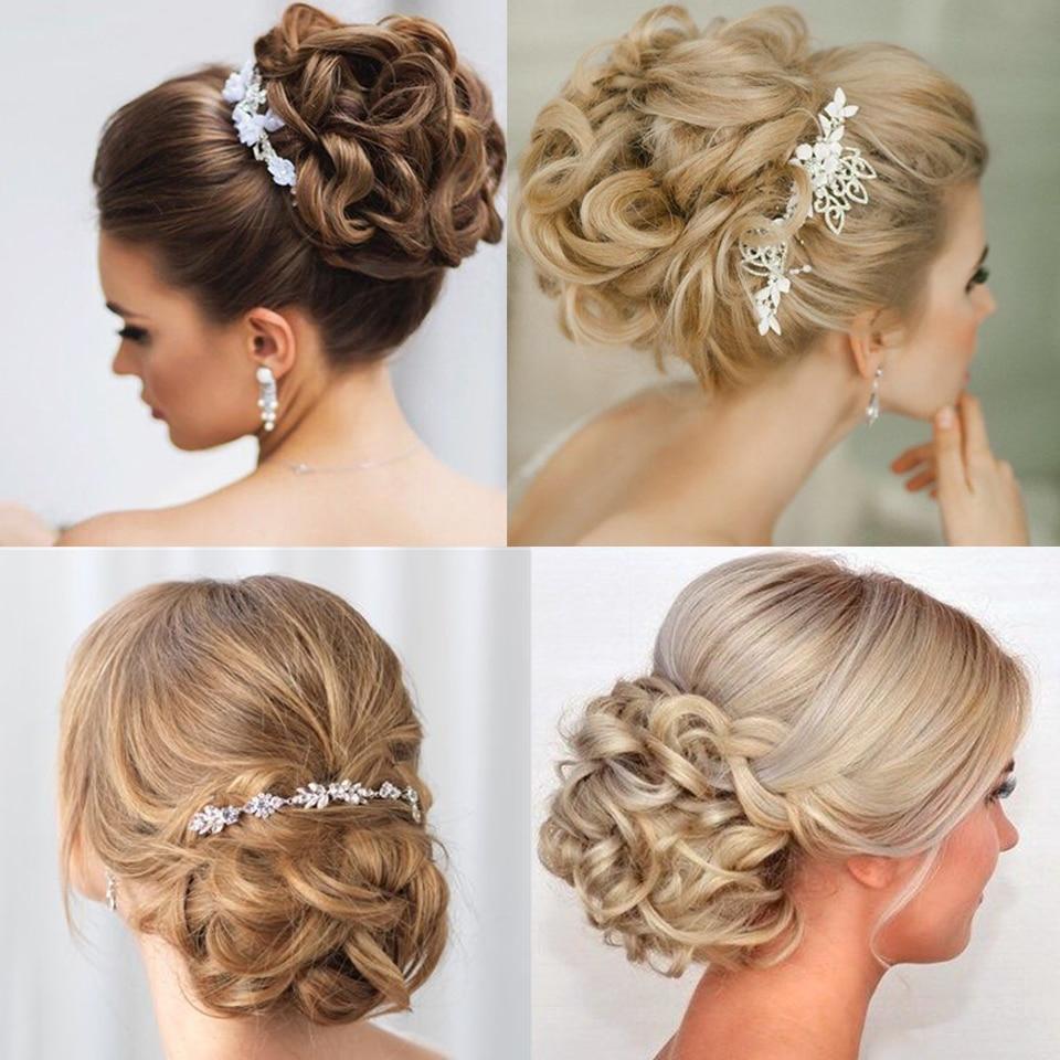 Syntetický hřeben Clip In Kudrnaté prodlužování vlasů Drdol do vlasů Ombre Blond Elastické gumičky do vlasů pro ženy