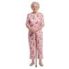 S-3XL Womens Elderly Nursing Floral Print Jumpsuit Short Sleeve Back Zipper Lounging-style Anti-strip Adaptive Rompers for Alzheimer Special Needs