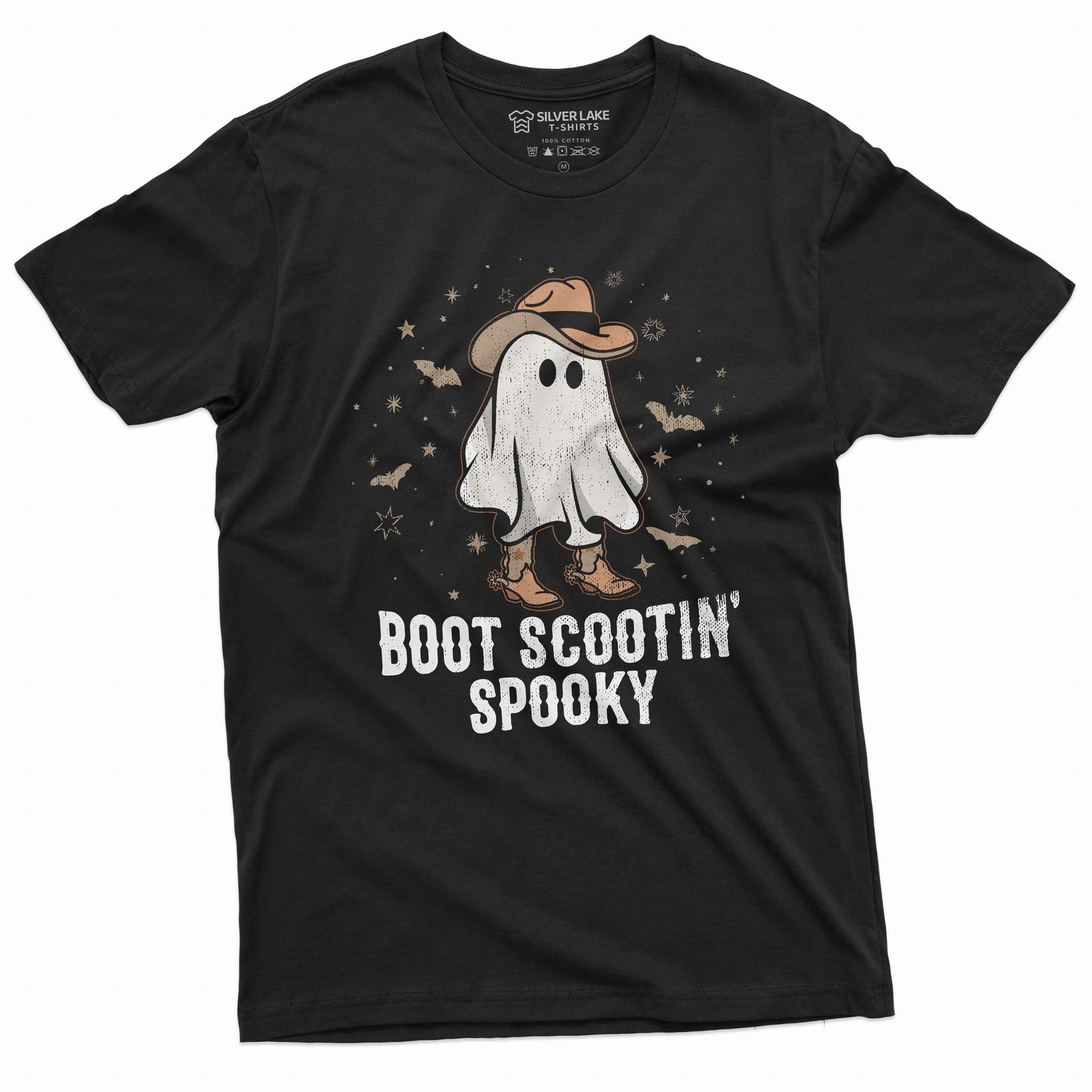 Men s Halloween Shirt Boot Scootin Spooky Shirt Funny Halloween Tee Cowboy Shirt 4XL