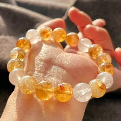 Retro High Quality Natural Citrine Powder Crystal Bracelet Bracelet.