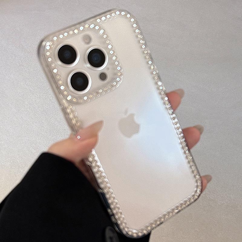 Border Rhinestone Glitter Powder Transparent Suitable for Apple 16 Mobile Phone Case 15promax Anti Fall IPhone 13 Soft 11
