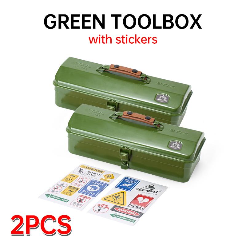 Outdoor Toolbox Portable Small Steel Toolbox Roof Style Double Lock Protection Iron Box Multi-functional Heavy Duty Toolbox