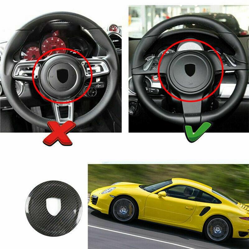 A28G-Real Carbon Fiber Steering Wheel Rings  Trim Cover Stickers For Porsche 911 Panamera Cayenne Boxster 2008-2016 Parts Bl