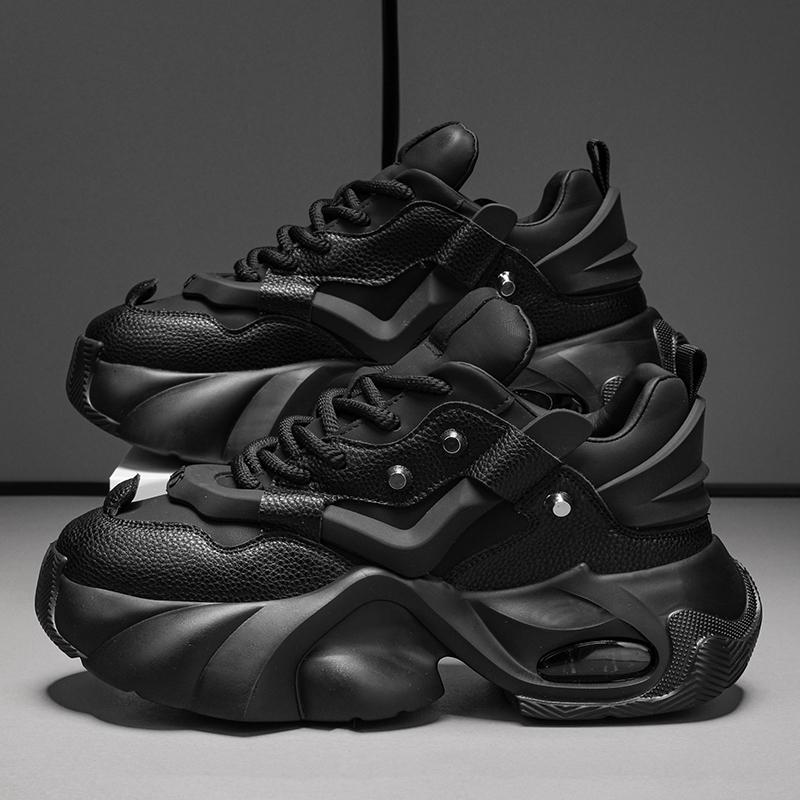 Men Chunky Sneakers Platform Shoes Outdoor Men Thick Sole Sports Shoes Lace Up Tennis Casual Shoe Height Increasing Male Shoes