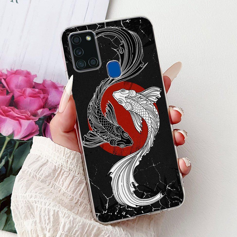 Clear For Samsung A21s SM-A217F SM-A217M Cover For Samsung Galaxy A21s Case Cute Luxury Butterfly Love Flowers Cool Painted