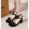 Women's Versatile High Heel Sandals 5cm/1.97in /7cm/2.76in Summer Chunky Heel Open Toe Fashionable One Buckle High Heels