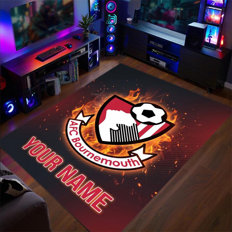 Crystal Velvet Rug Bournemouth Football Print Custom Name Text Floor Mat Home Decor
