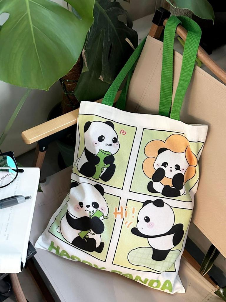 Cute Canvas Commute Tote Bag - Printed Pattern Student/Work Bag