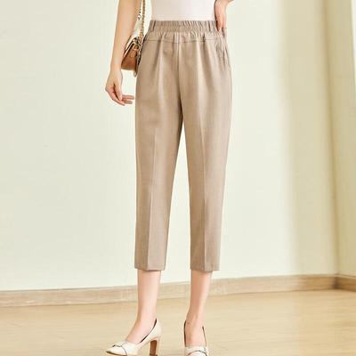 Jianhu Damen Cropped Hose mit mittlerer Taille und geradem Bein