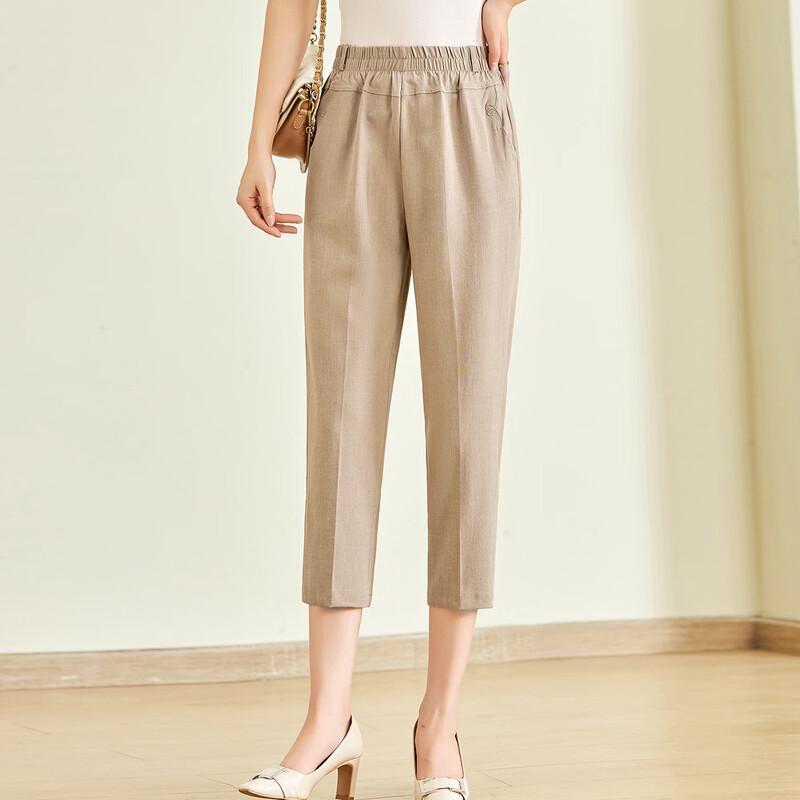 Jianhu Women s Mid-Waist Straight-Leg Cropped Pants 4XL