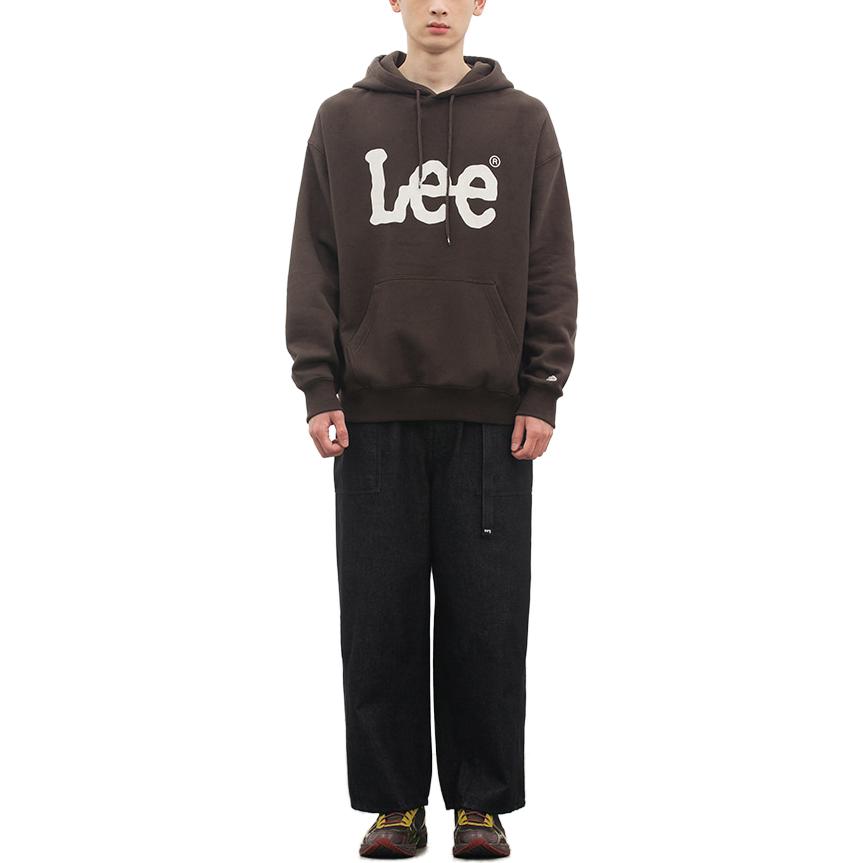 Loose Fit Letter Hoodie Long Sleeve Sweatshirt Men tops Brown LE2204HD02BR