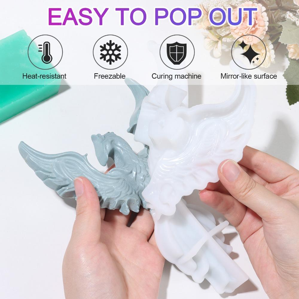 Wall Art 3D Animal Epoxy Resin Mold Vampire Bat Owls Phoenix Deep Epoxy Molds for Epoxy Casting