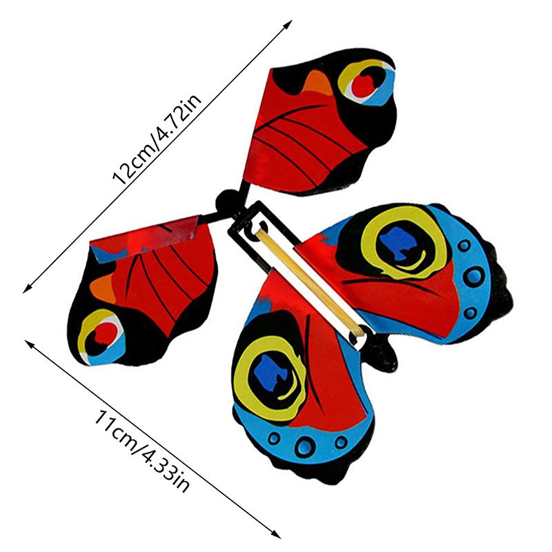 10Pcs Magic Flying Butterflies Wind Up Toy In The Sky Bookmark Greeting Cards Rubber Band Powered Kids Magic Props Surpris Gift