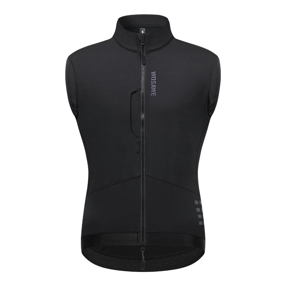 

WOSAWE Осень-зима мужской велосипедный жилет ветрозащитный термофлисовый светоотражающий безрукавный теплый жилет для шоссейного велосипеда 2XL чёрный