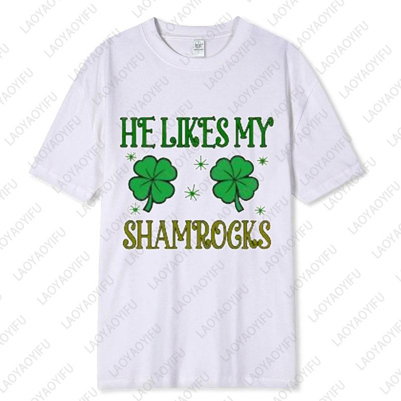 

Saint Patricks Day Couple Tee Fun Festival Graphic Simple Style Oneck Printed Unisex Cotton Tshirt Man Women Lovers Clothes 4XL