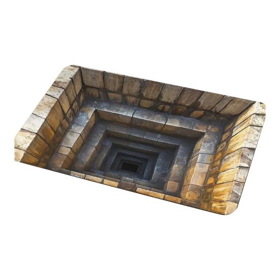 3D Optical Illusion Rug Realistic Hole Pattern Floor Mat Absorbent Non-Slip Bottomless Pit Doormat for Living Room Bedroom Porch Entrance