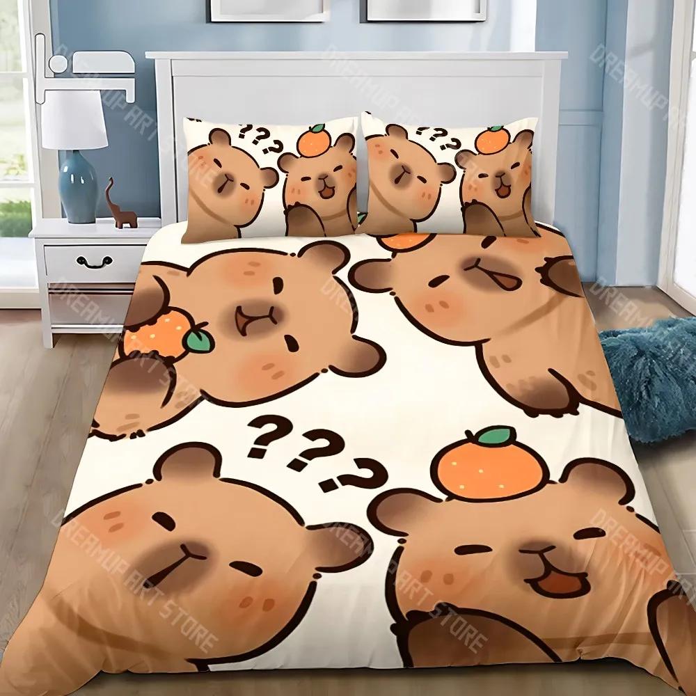 Niedliche Capybara Bettbezug Kissenbezug Bettwäscheset Erwachsene Junge Mädchen Schlafzimmerdekoration Kinder Geschenk Einzel Doppel Große Größe