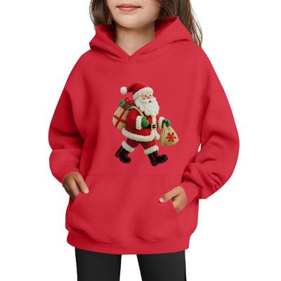 Sweatshirts For Teen Girls Hoodies Long Sleeve Drawstring Pullover Cute Printed Oversized Hoodie Christmas