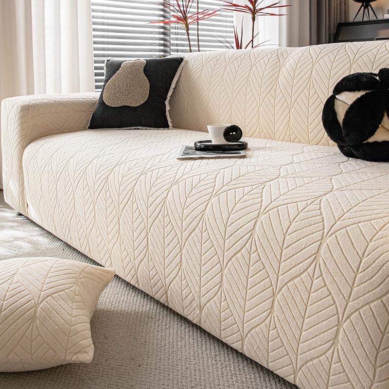 Neue Retro-Stil Polarfleece Sofabezug und Spannbezug Kombination Rutschfest Verdickter Stoff Sofakissen