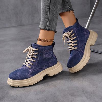 Large Size Spring and Autumn Thick-soled Cowboy Martin Boots Tooling Retro Western Casual Small Short Boots Breathable Cloth Women's Shoes