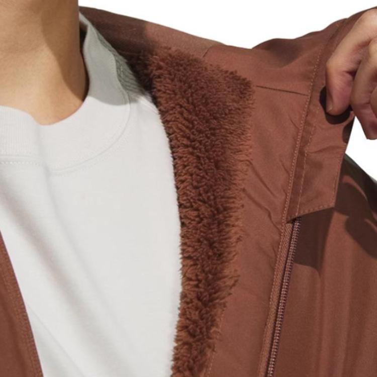 Adidas Hooded Zip-Up Long Sleeve Jacket Men Jacket Brown JZ8414