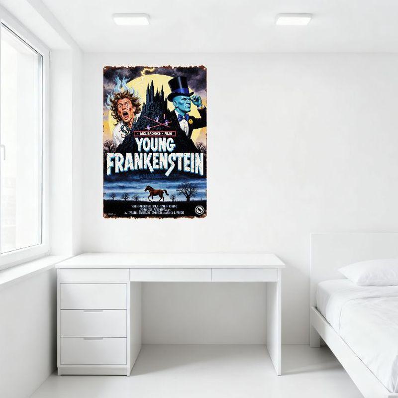 Young Frankenstein Retro Movie Metal Tin Sign Mel Brooks Gene Wilder Comedy Horror Film Poster Wall Decor for Man Cave Bar Home