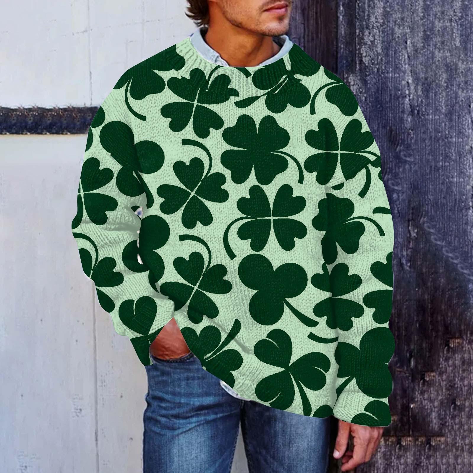 

Мужской принтованный искусственный свитер, толстовка с круглым вырезом, свободный топ с длинными рукавами XXL