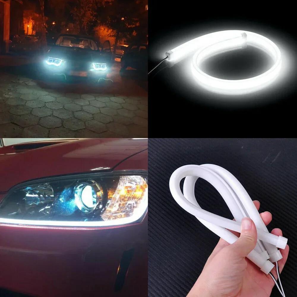 2 PCS DRL Car Flexible LED Daytime Running Lights Turn Signal Lamp Headlight Waterproof 60cm White 6000K DC 12V