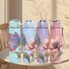 1PC Butterfly On Pink Peony Flower Print 750ml Color Plastic Sports Water Bottle Leakproof Flip Straw Lid Suitable for Sports Office Home Use