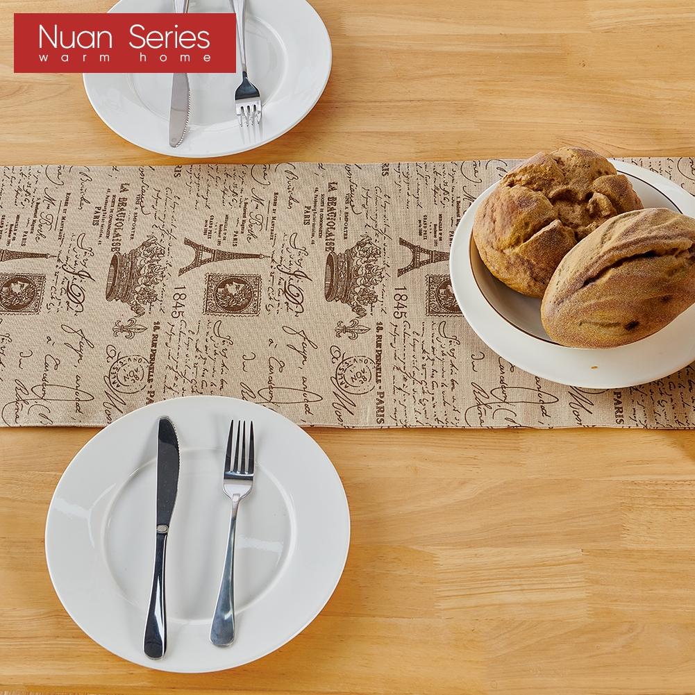 1 Stück Nuan Serie Instagram Stil Vintage Französisch Eiffelturm Gedruckt Strapazierfähiger Tischläufer für Esstisch Dekorativ für Heimtisch Heimdekor