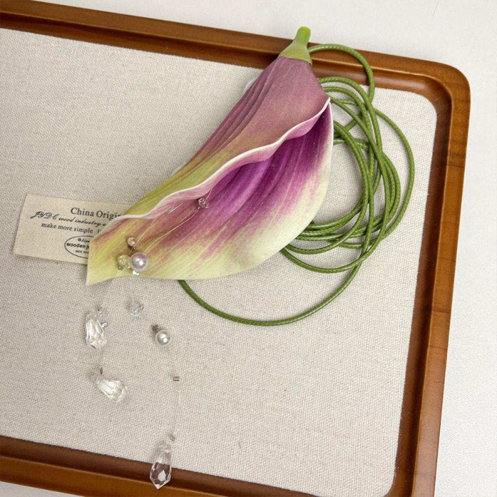 Elegant Floral Clavicle Chain Unique Flower Choker Necklace Zantedeschia Necklaces  For Women Girls