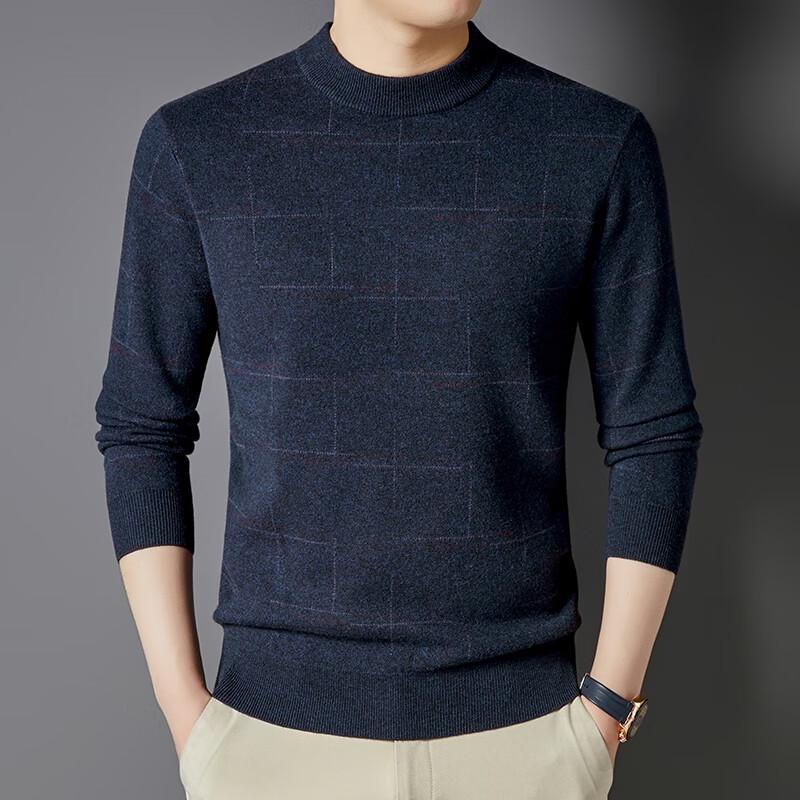 Yiliteng Men's 100% Wool Round Neck Pullover Sweater