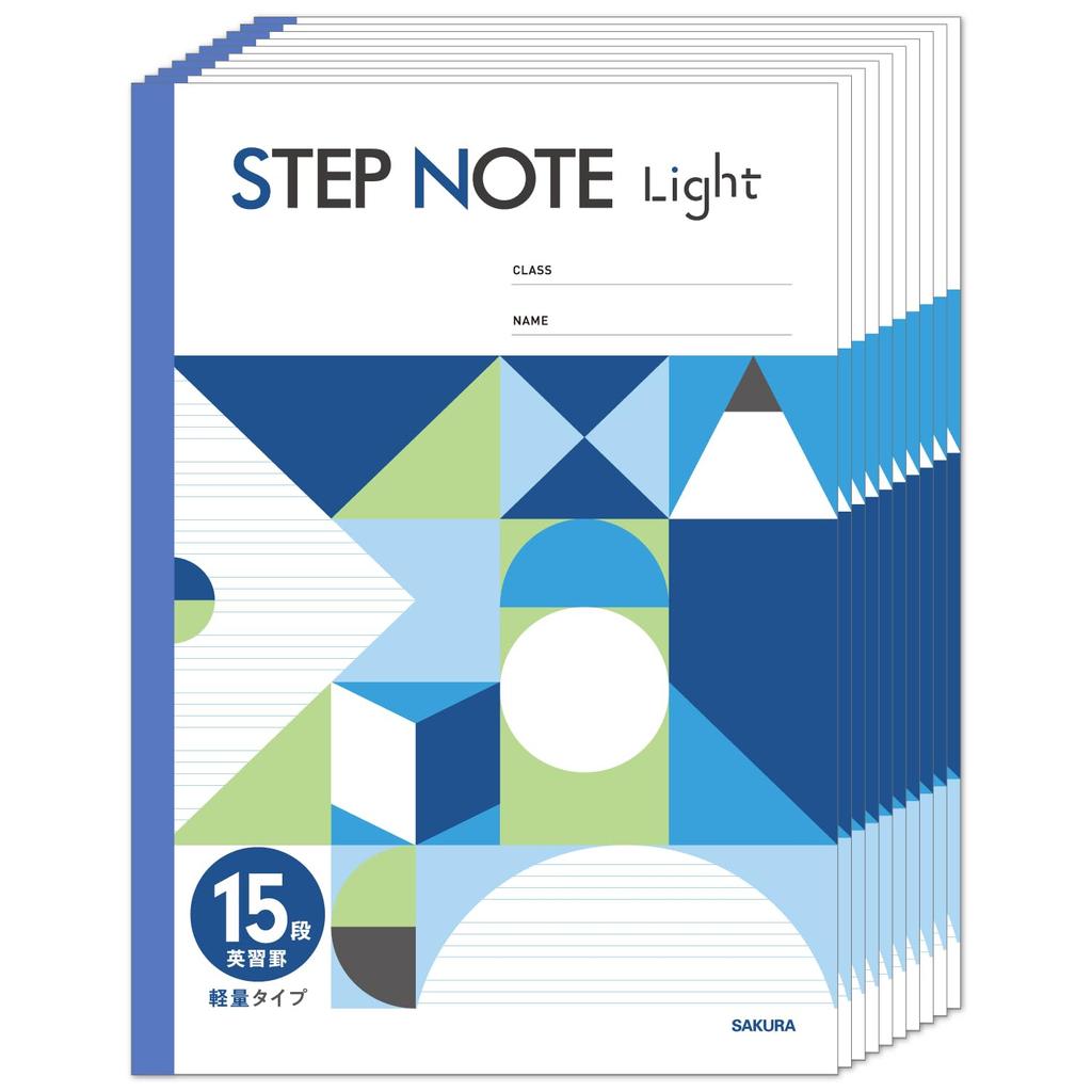 Sakura Study Notebook Step Note Light B5 Lightweight English Study Lined 15 Rows Blue Set of 10 Cray-Pas NL194(10)