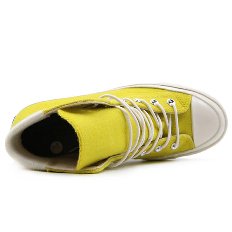 Converse Chuck Taylor All Star 70 Retro Stripe High "Bold Citron" Lace-up with Round Toe High Top Espadrilles Women's Yellow & White.