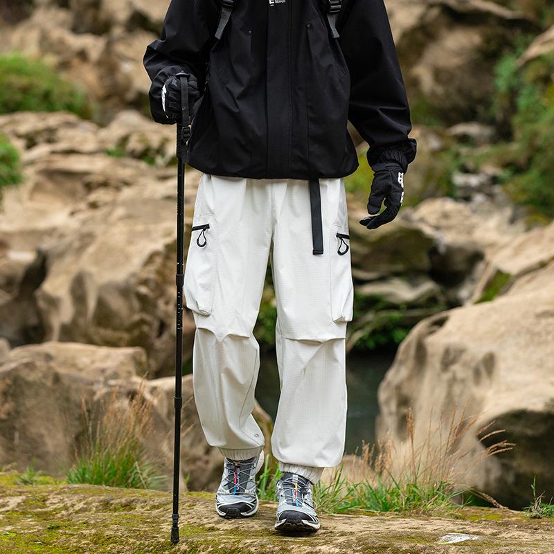 

Мужские повседневные спортивные штаны из ледяного шелка в американском стиле с манжетами, 2025 S