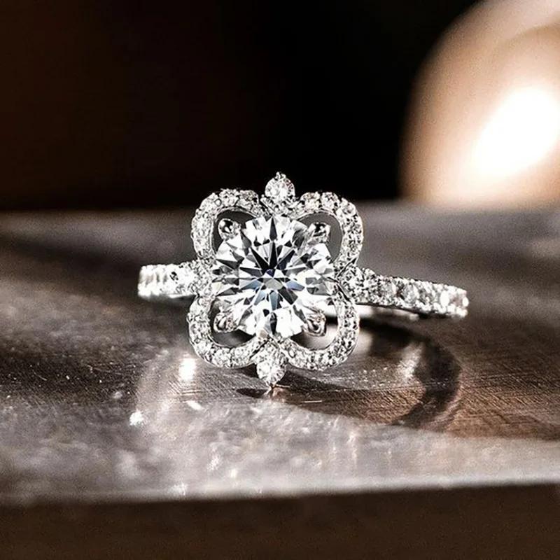 2026 New Flower Cube Zirconia Ring Elegant Trend Proposal Women s Ring European and American Luxury Fashion High Zircon 6