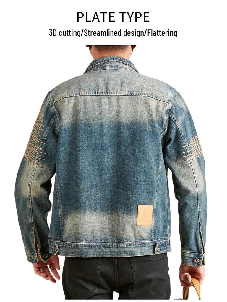 Xintang Retro Embroidered Men's Denim Workwear Jacket for Spring 2025