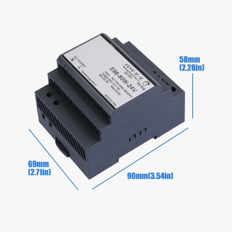Compactly 80W DIN Rail Power Supply With DC24V Output And Wide AC110V-220V Input Ranges For Motors Drive LED Lighting